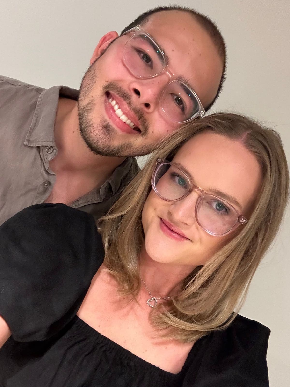 Jessie and Sean smiling together on their first anniversary